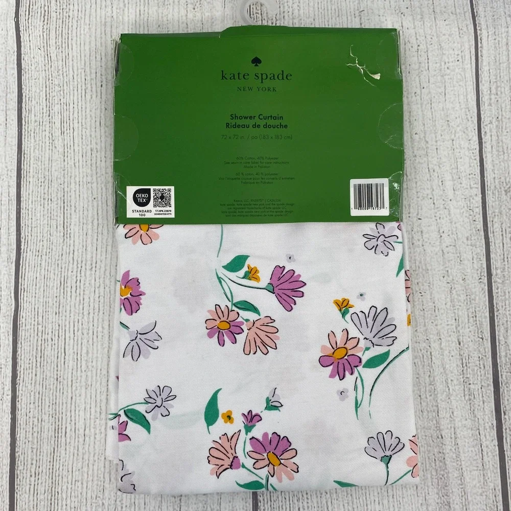 Kate Spade Shower Curtain White Dreamy Daisy Ruffled Pansy Floral Botanical